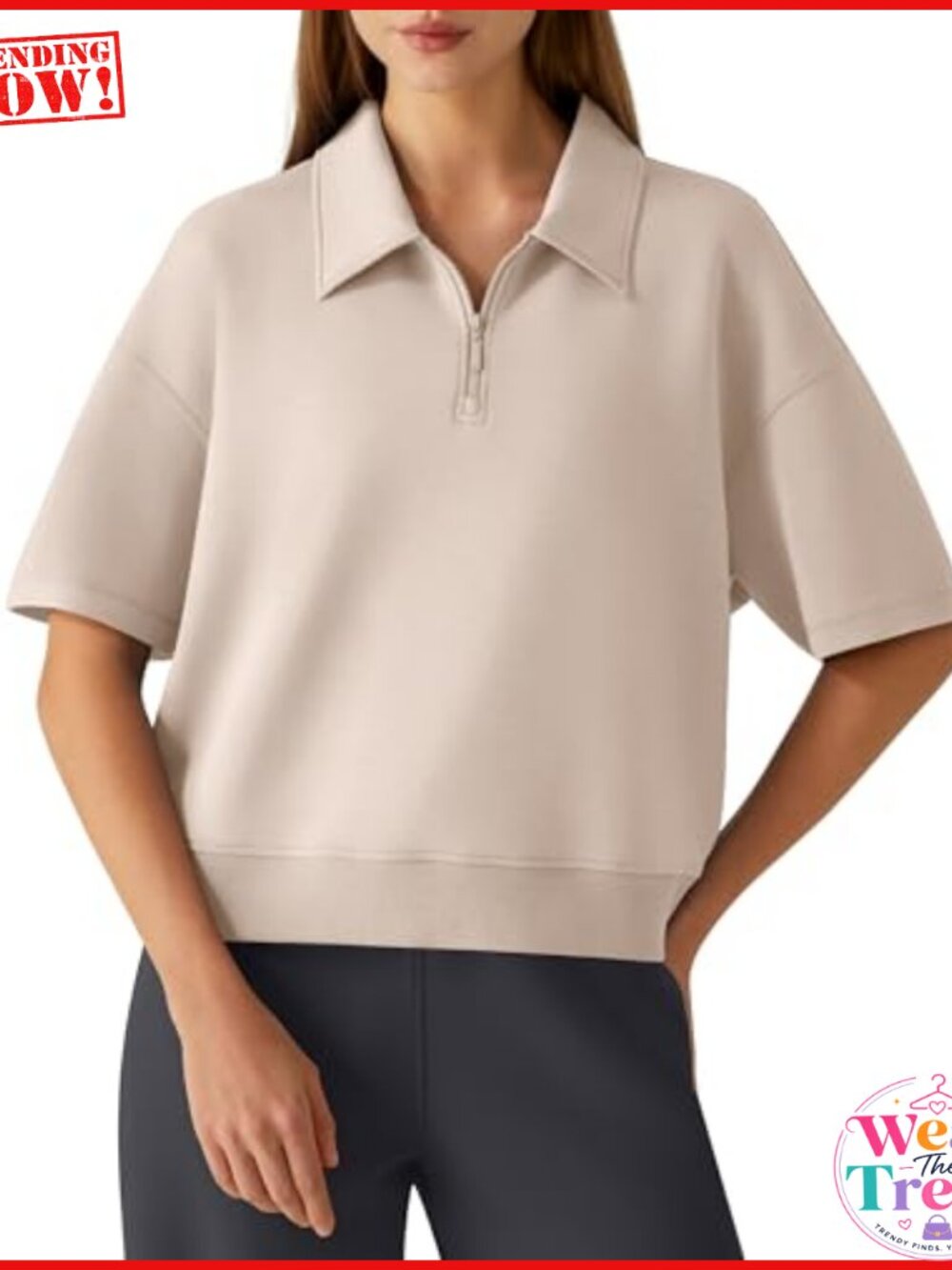 Modal Soft Polo Shirt Quarter Zip Short Sleeve Business Casual